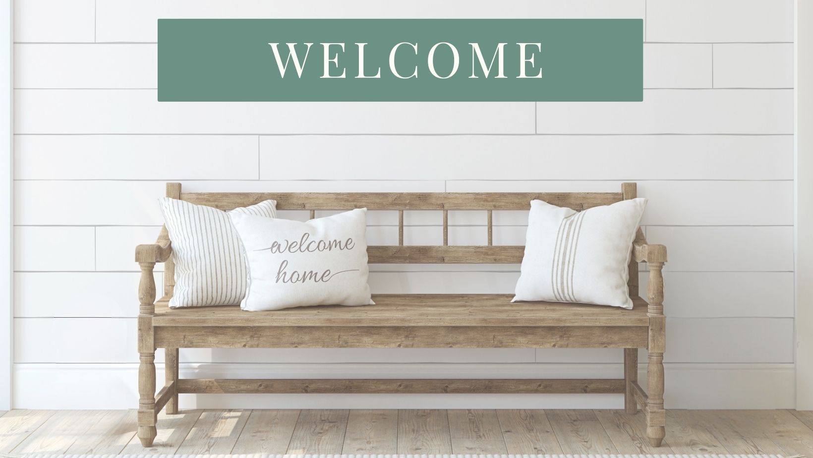 Bench with Welcome Sign