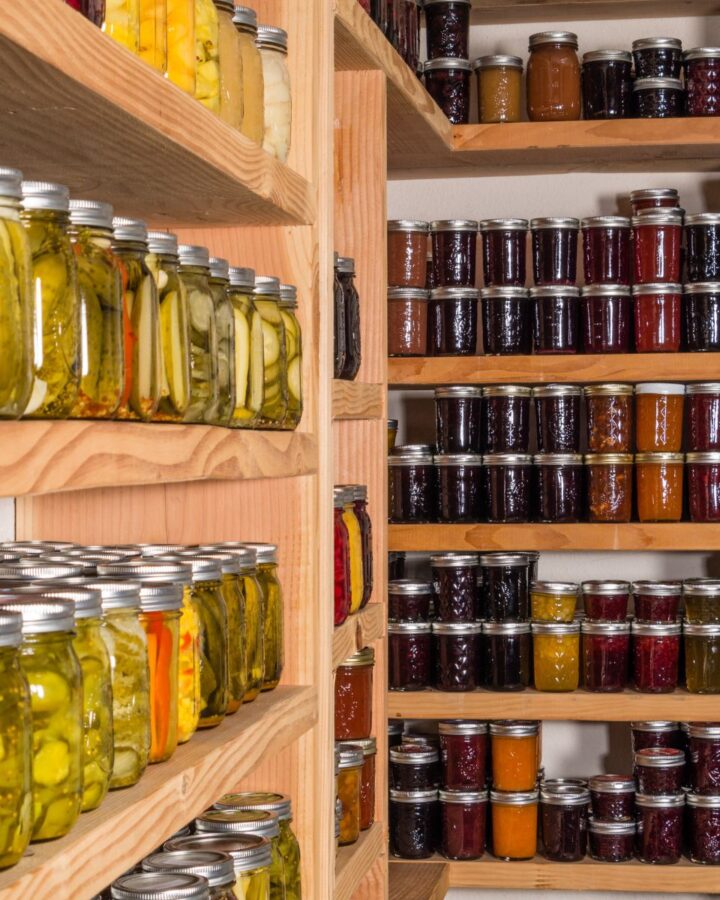 Preserved food on shelf