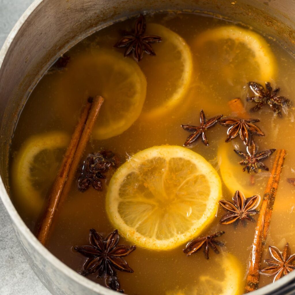 Warm spices simmering to create a warm cozy home atmosphere